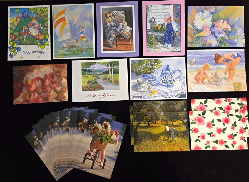 Lot of 25 Assorted Greeting Cards with Envelopes Mixed Occasions Floral Art NEW
